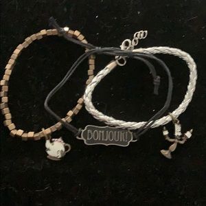 3 piece Beauty and the Beast bracelet set
